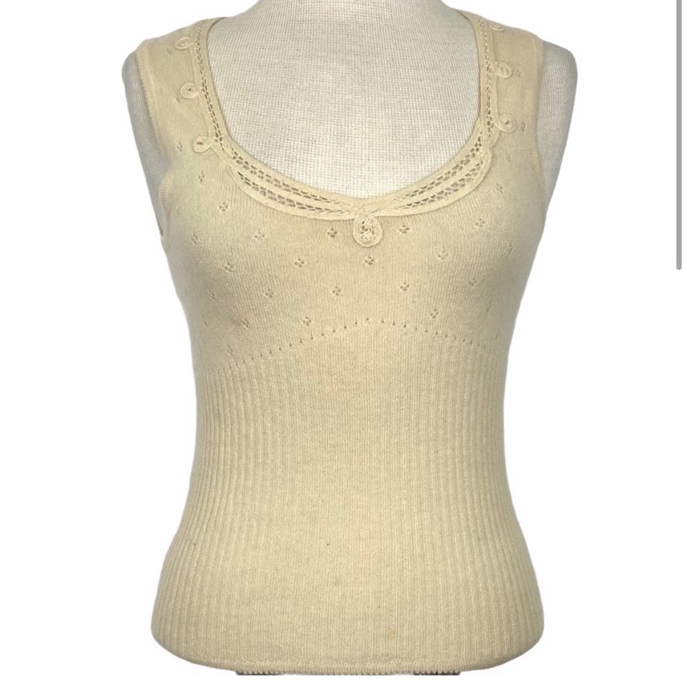 Nanette Lepore sleeveless cream cashmere sweater